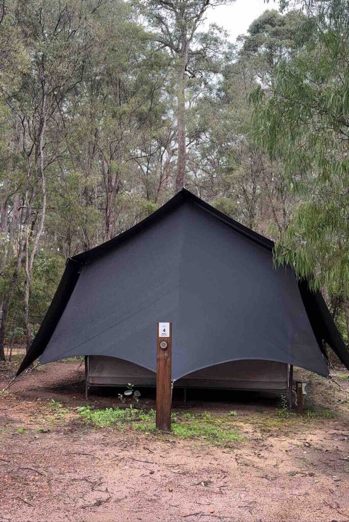 Things to do in Margaret River on a budget in winter, rainy weekenders in WA, Western Australia short breaks, modern Safari tents at RAC Margaret River Nature Park